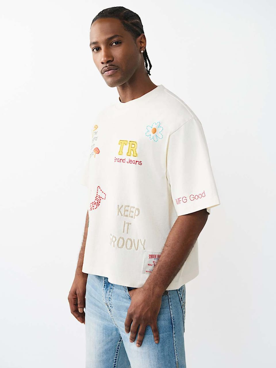 True Religion Multi Logo Boxy T-Shirt