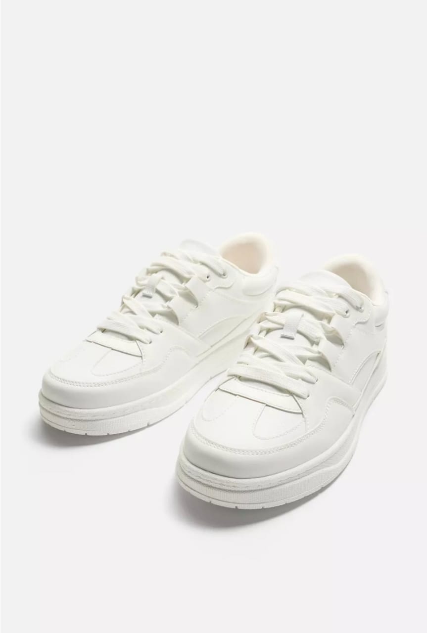 Zara Retro Style Sneakers in white