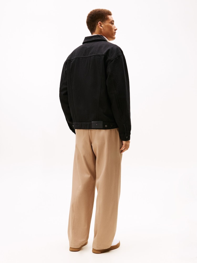 Men's Black Relaxed Washed Denim Jacket