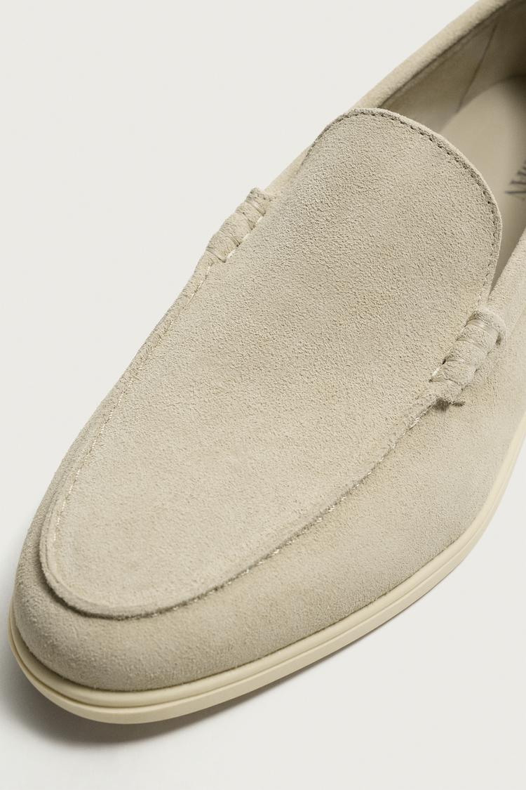 Zara Casual Leather Loafer in Beige