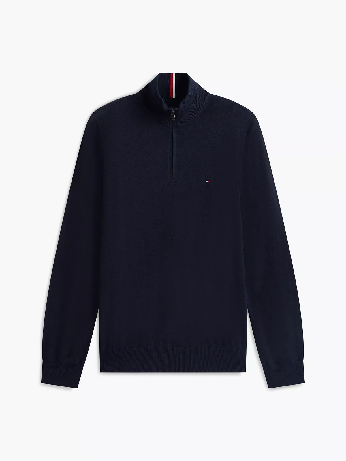 Tommy Hilfiger Regular Fit Quater-Zip Mock Neck Sweater in Navy