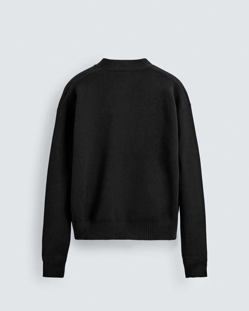 Zara Black Textured Cotton Cardigan