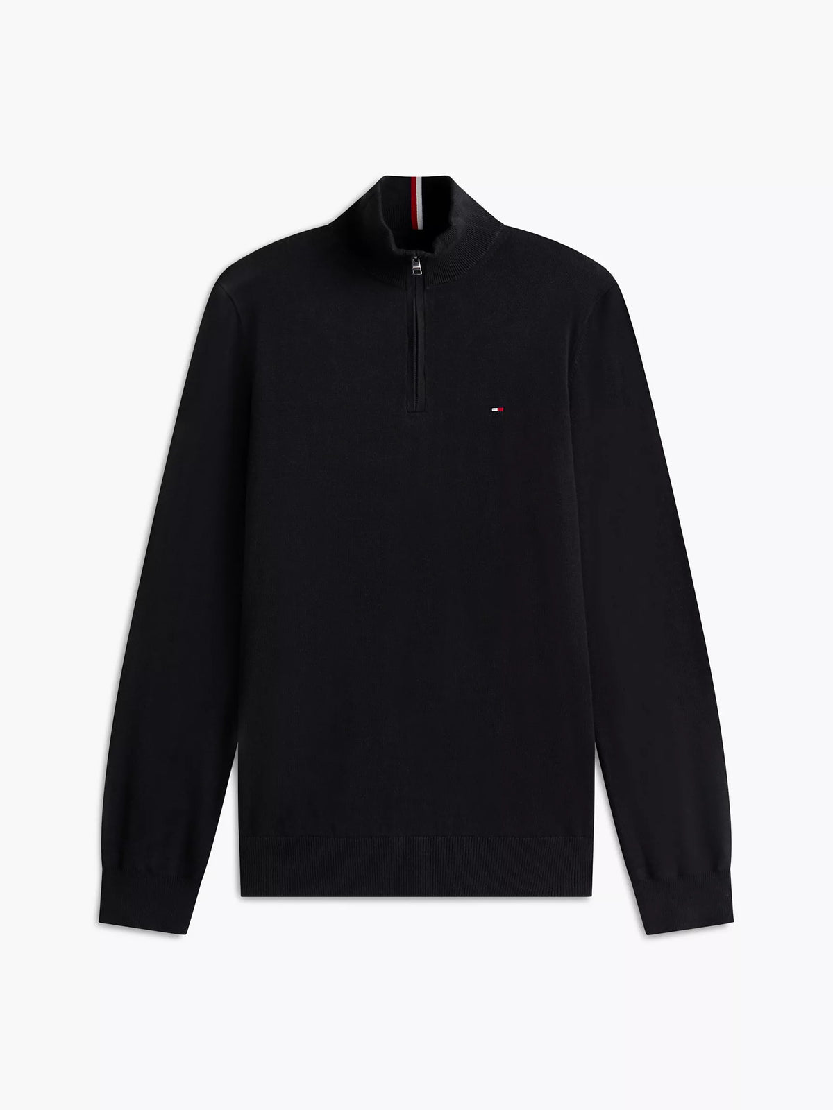 Tommy Hilfiger Regular Fit Quater-Zip Mock Neck Sweater in Black